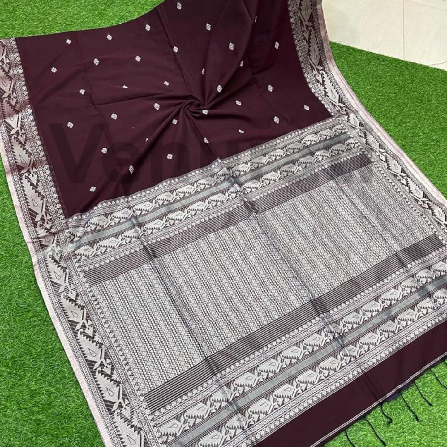 Exquisite Cotton Khadi Karat Border Jamdani Saree Pure Khadi Cotton Jamdani Saree Anniversary Gift Birthday Gift for Indian Wife