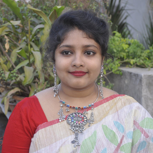 Tribal Oxidized Jewelry Set, Multi Colour Stone Nacklace | Necklace and Earring for Saree | Mothers Day Gifts