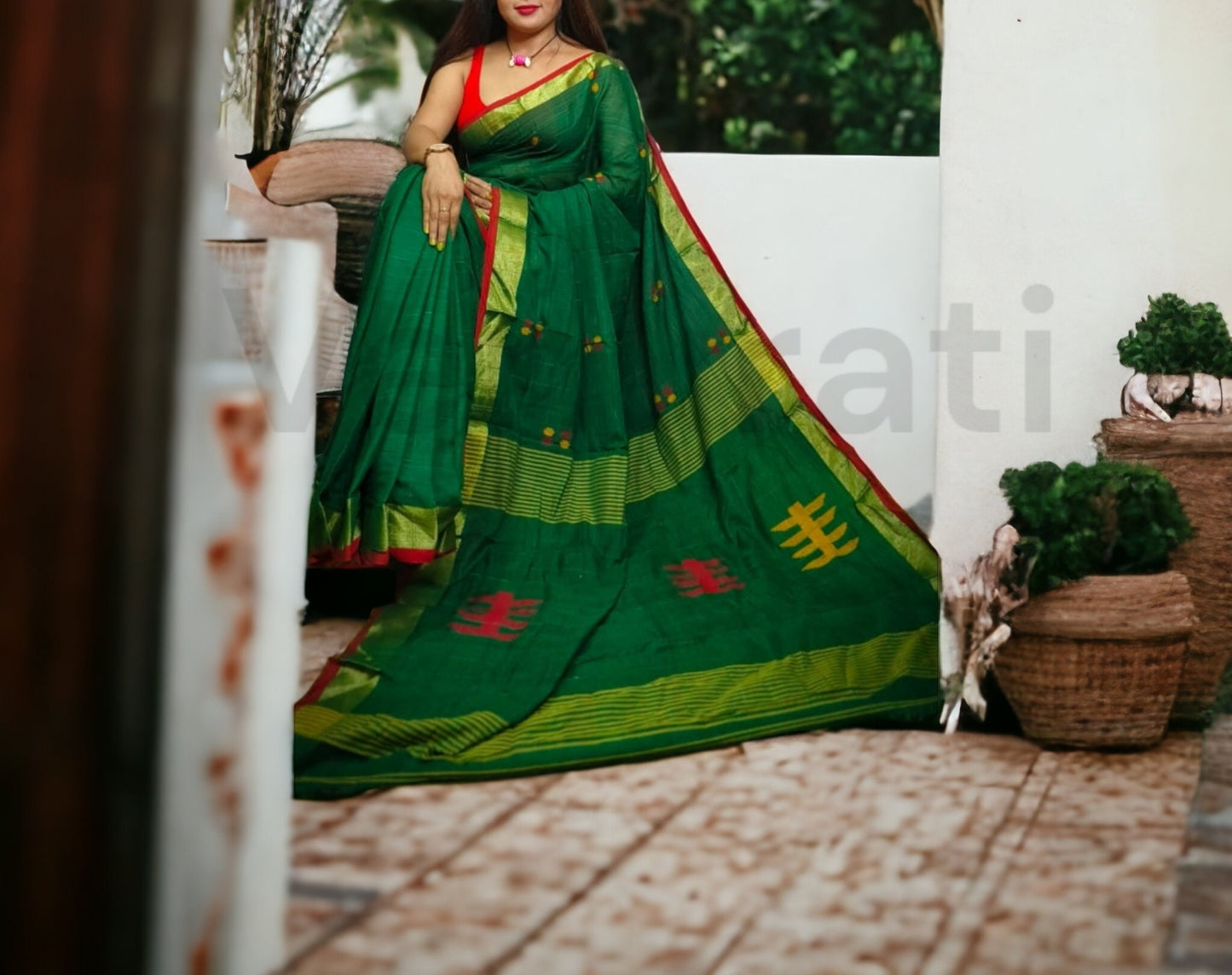 Khadi cotton handloom saree With Blouse Piece Soft Cotton Sarees Gift for Durga puja, Diwali, Anniversary