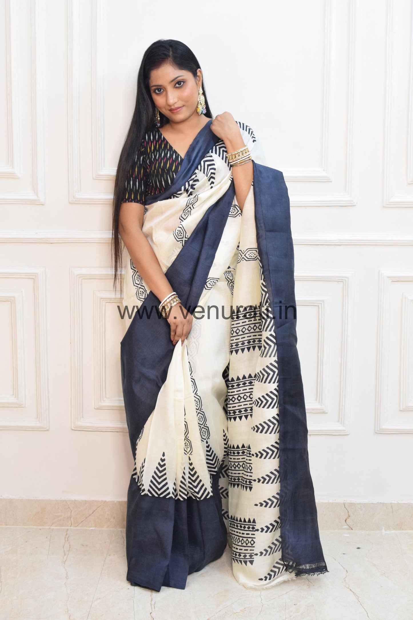 Elegant Pure Silk Saree with Blouse Piece, Block Print Murshidabad Silk Saree with Silk Mark, Traditional Saree Gift for Women