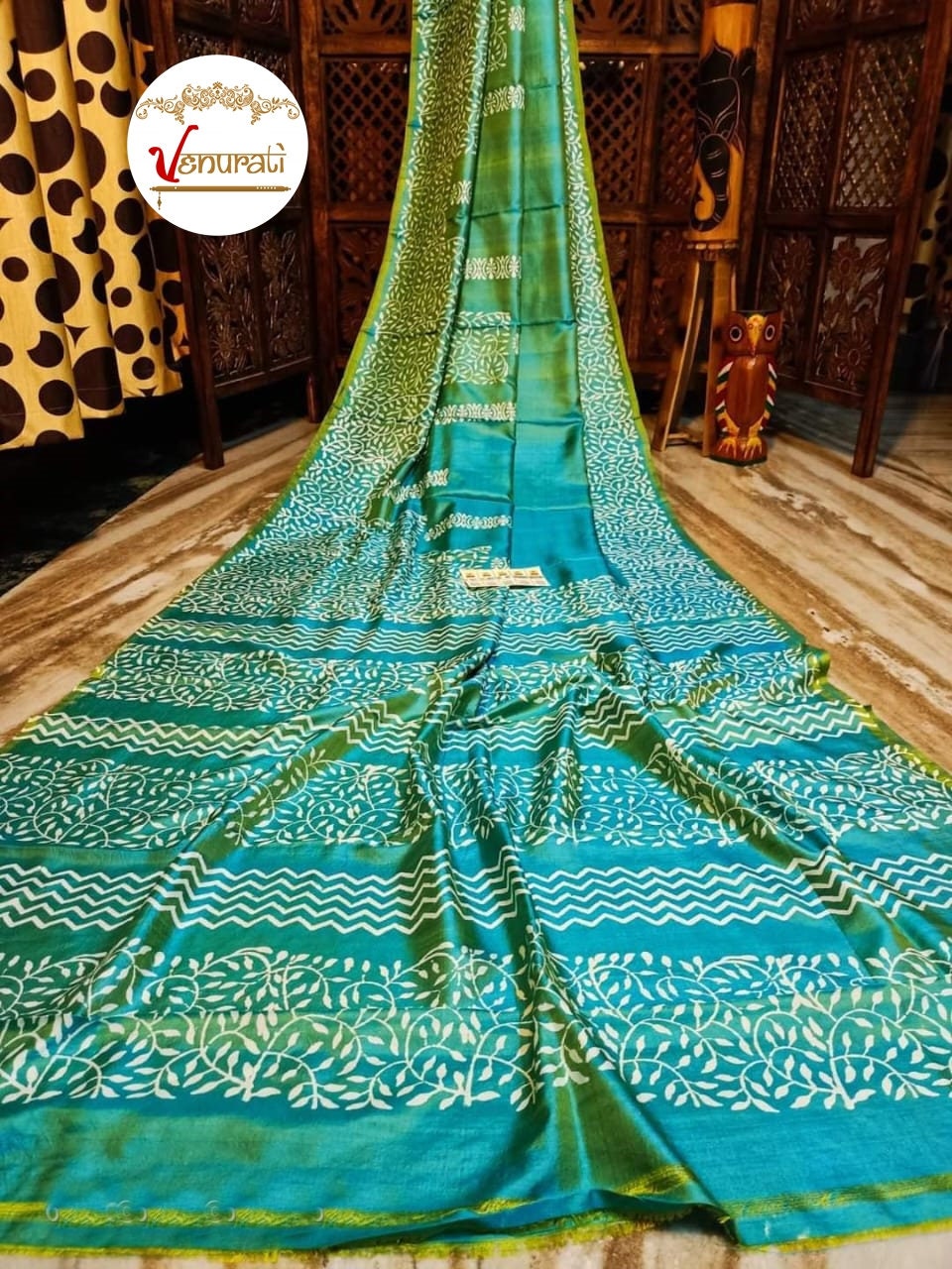 Authentic Bishnupuri Silk Saree Block Print Dual Tone Katan Silk Saree With Silk Mark Silk Saree With Blouse Piece
