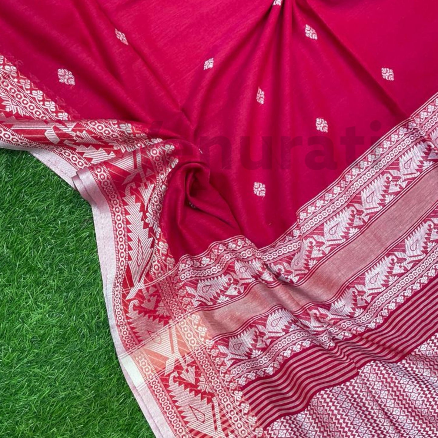 Exquisite Cotton Khadi Karat Border Jamdani Saree Pure Khadi Cotton Jamdani Saree Anniversary Gift Birthday Gift for Indian Wife