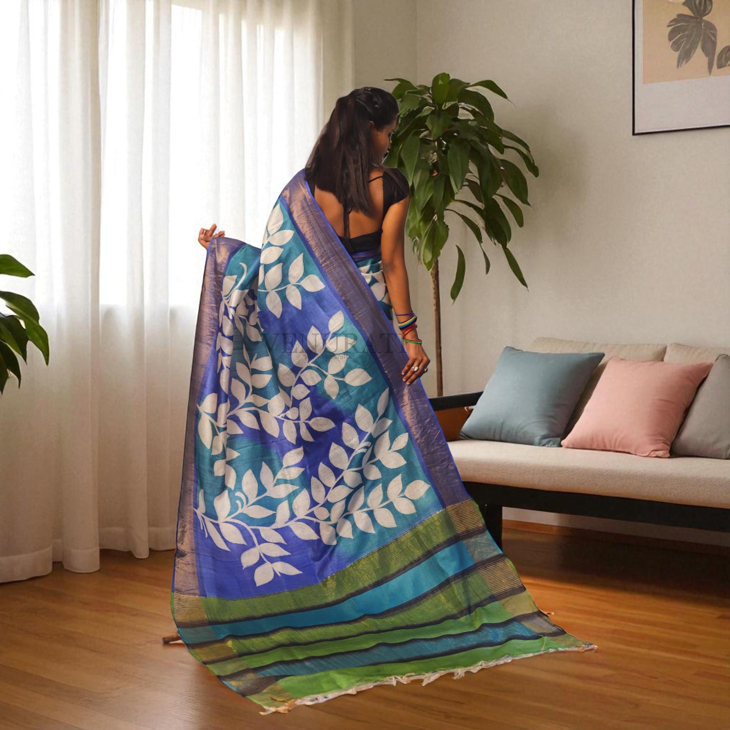 Silk Saree With Blouse Piece, Authentic Zari Tussar Silk Saree with Silk mark Certificate, Hand Paint Silk Saree, Tassar Silk Sari for Women
