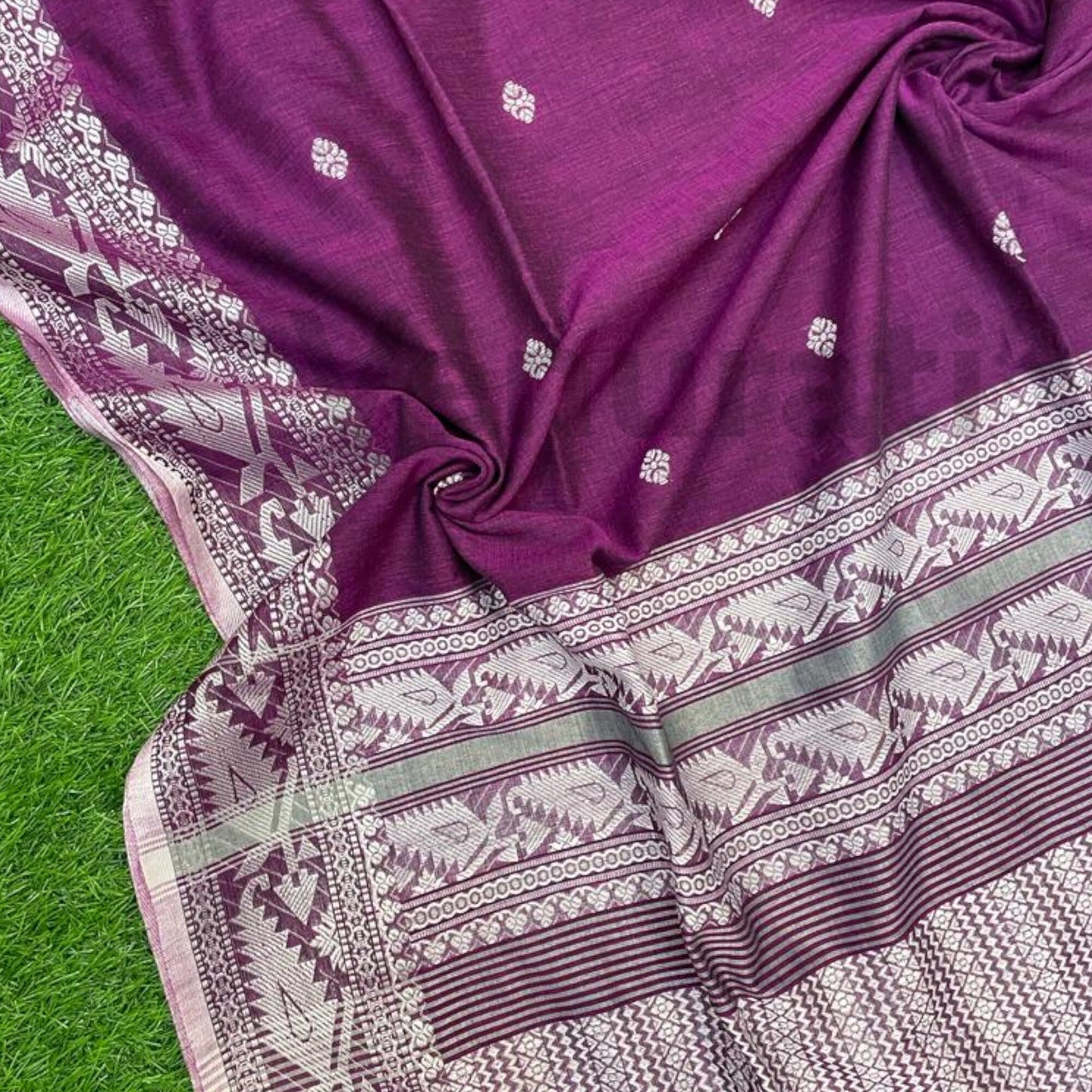 Exquisite Cotton Khadi Karat Border Jamdani Saree Pure Khadi Cotton Jamdani Saree Anniversary Gift Birthday Gift for Indian Wife
