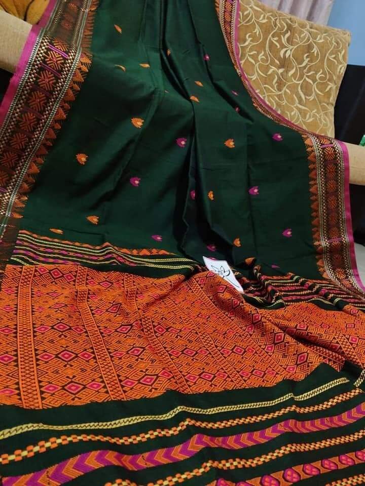 Authentic Assam Handwoven Khadi Cotton Saree Pure Mercerized Cotton Saree With Blouse Piece Dongria khadi Sari Begumpuri Jamdani Saree