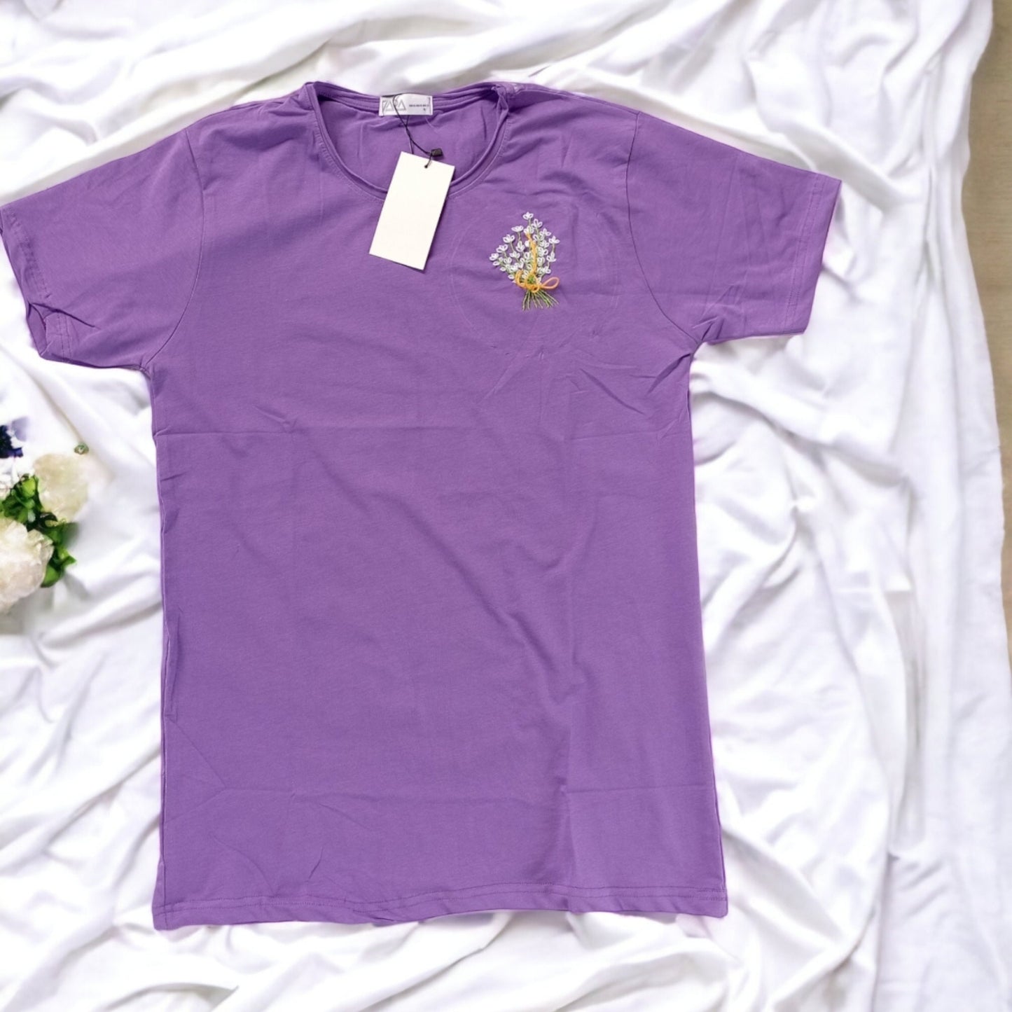 Customized T-Shirt Hand embroidered top, Floral Embroidery T-shirt, Crop Top for Girls, Everyday Tshirt