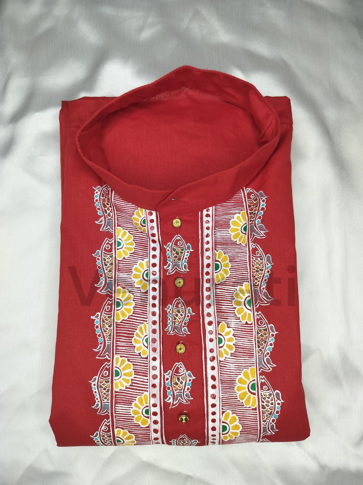 Hand painted Pure Cotton Kurta for Men's, Indian Style Men's Kurta, Handpaint Punjabi for Men's, Gift For Boyfriend