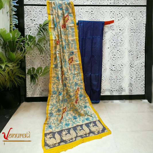 Authentic Kalamkari Design Salwar Suit Piece Set With SILK MARK Designer Bollywood Kurtis by VENURATI