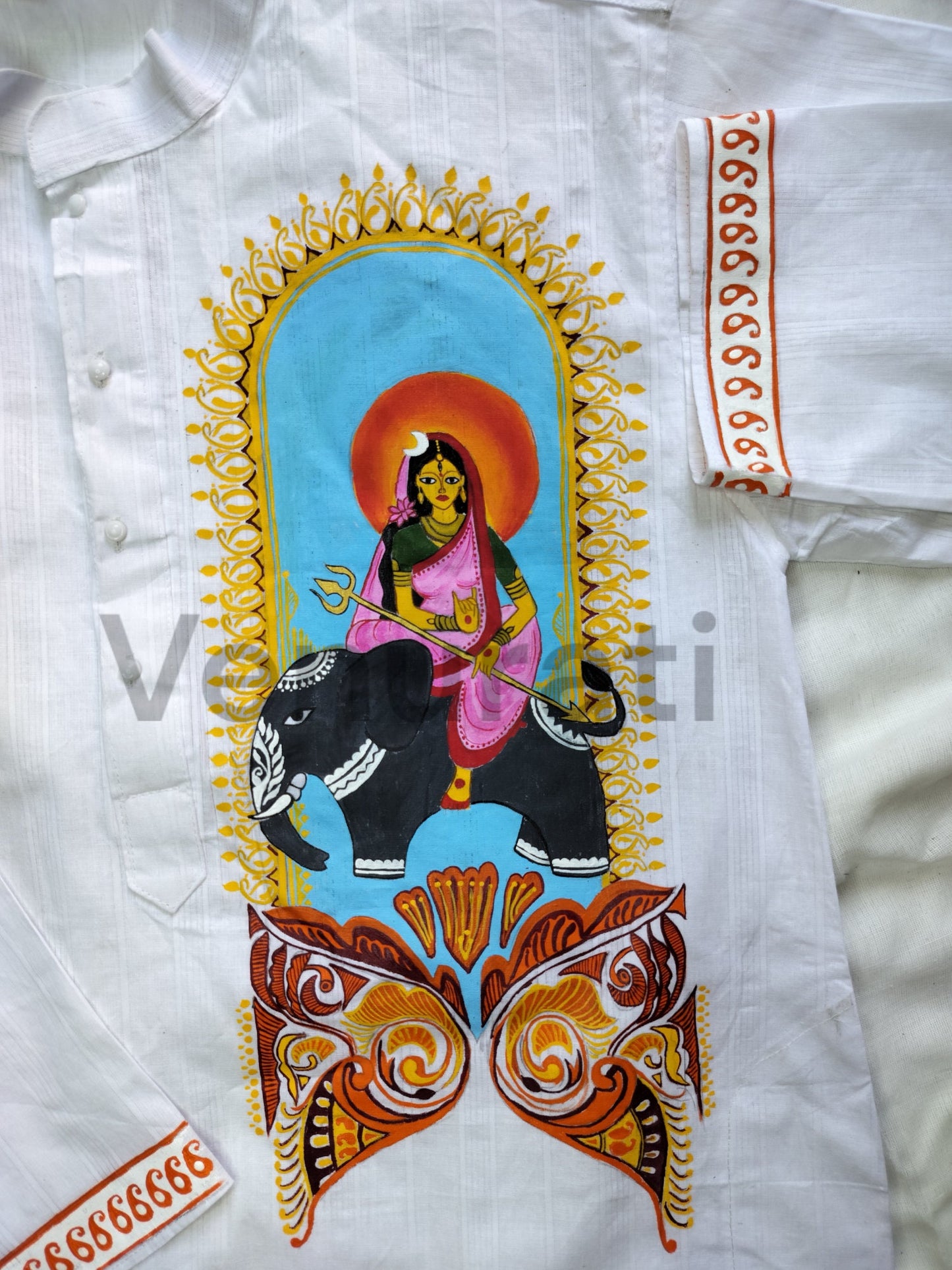 Hand painted Pure Cotton Kurta for Men's, Indian Style Men's Kurta, Handpaint Punjabi for Men's, Gift for Boyfriend
