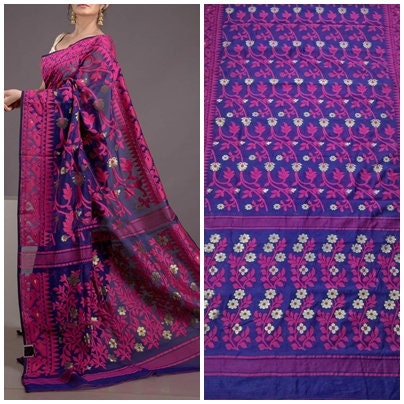 Authentic Dhakai Jamdani Saree Floral Work Jamdani Saree Soft and Comfortable Dhakai Saree Handloom Jamdani Sari from Bengal